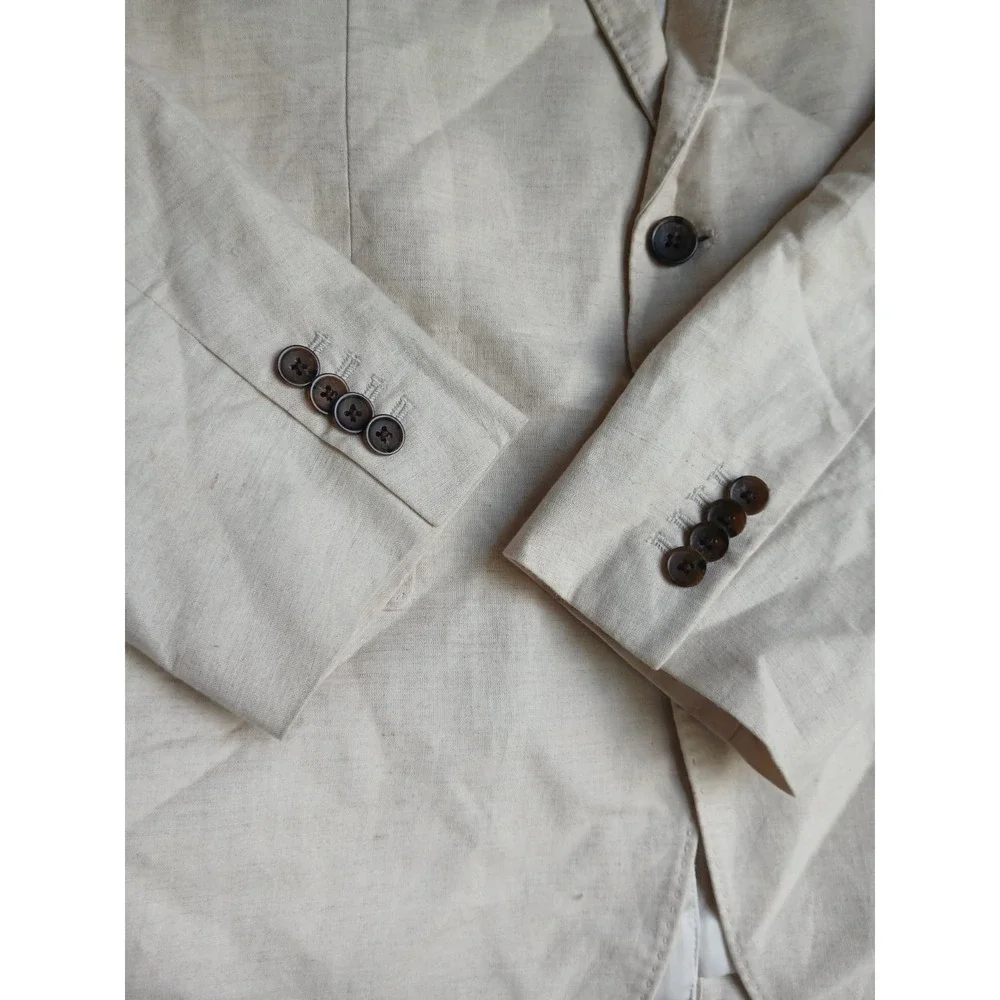 Banana Republic Blazer Mens 46 R Linen Flax Two Button Notch Collar Classic Fit